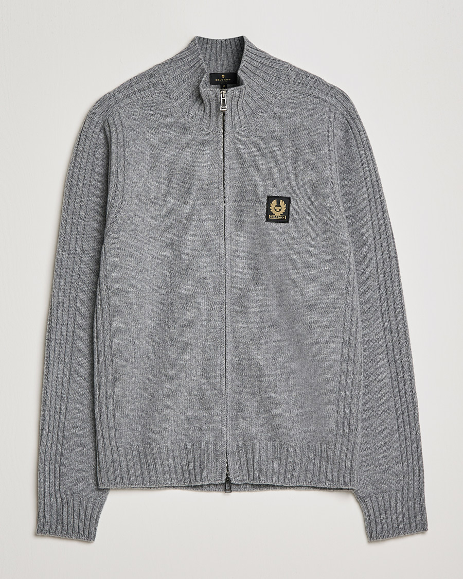 Homme | Pulls Et Tricots | Belstaff | Watch Full Zip Wool Cardigan Pale Grey Melange