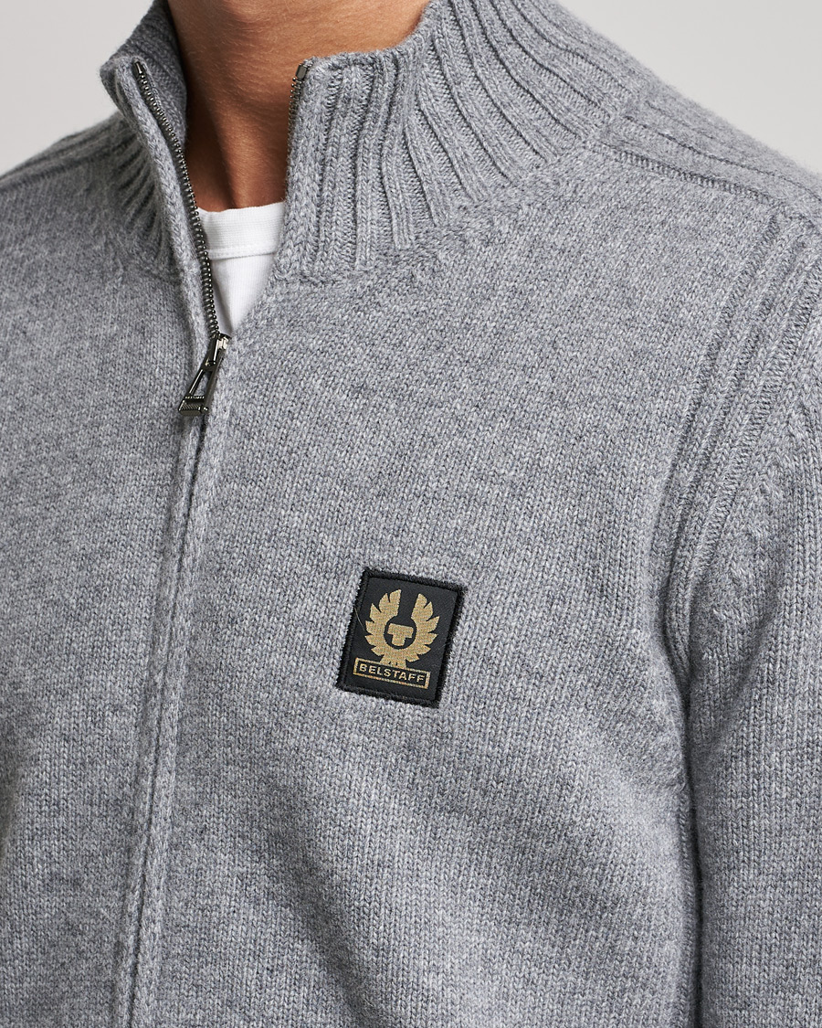 Homme | Pulls Et Tricots | Belstaff | Watch Full Zip Wool Cardigan Pale Grey Melange