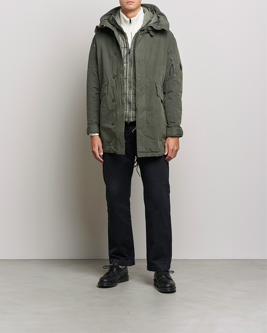 Homme | Manteaux Et Vestes | C.P. Company | 50 Fili Garment Dyed Cotton/Nylon 2 in 1 Parka Green