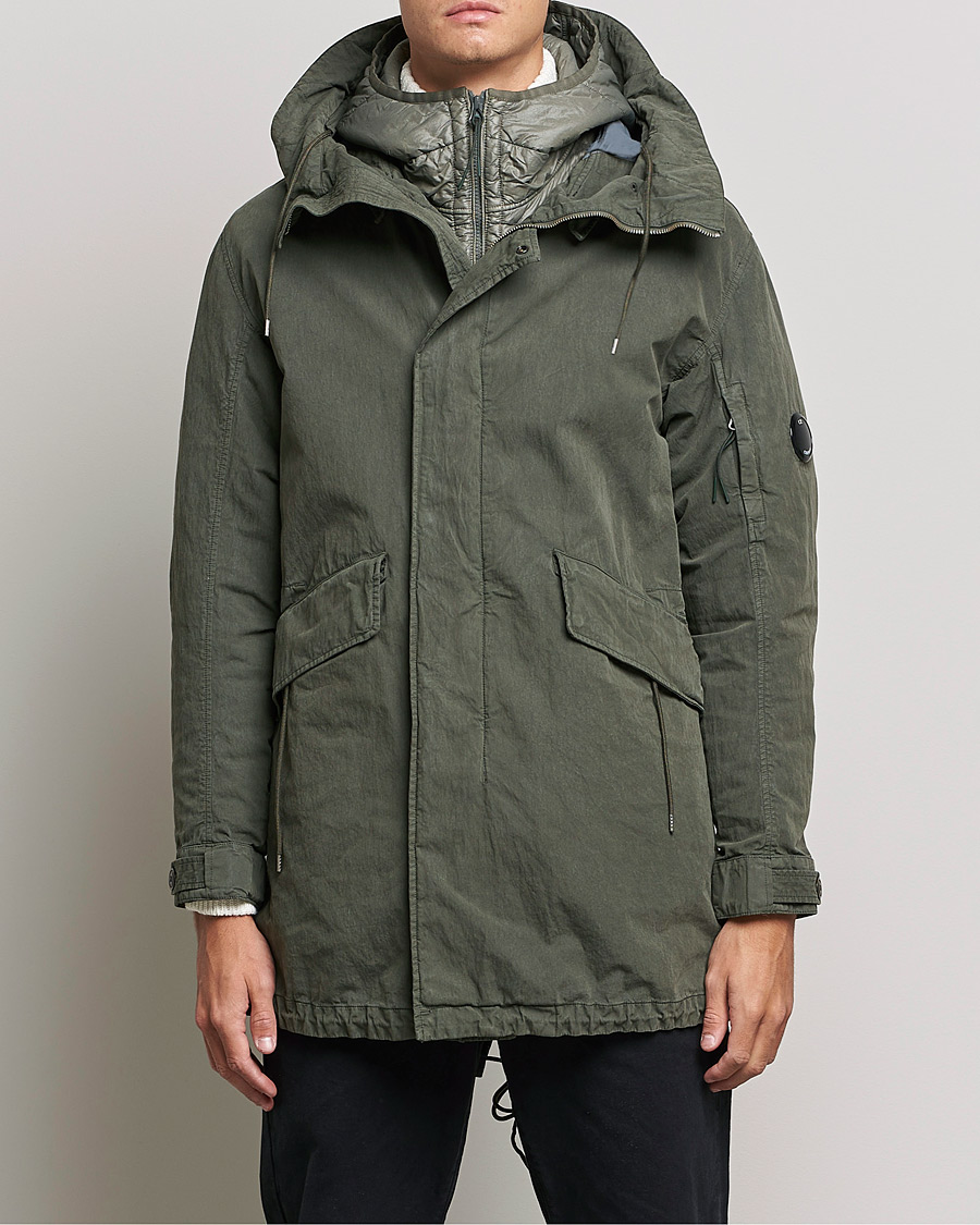 Homme | Manteaux Et Vestes | C.P. Company | 50 Fili Garment Dyed Cotton/Nylon 2 in 1 Parka Green