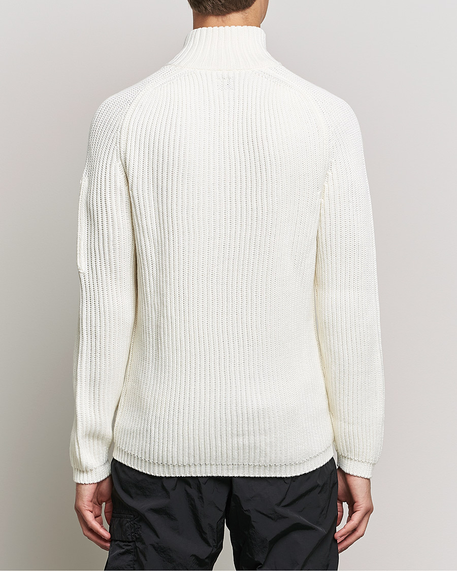 Homme | Pulls Et Tricots | C.P. Company | Merino Wool Full Zip Lens Cardigan White