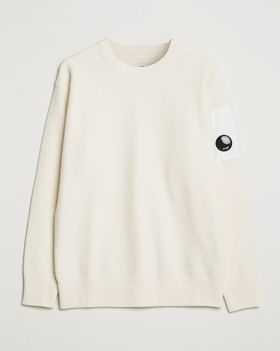 Homme | Pulls Et Tricots | C.P. Company | Structured Lambswool Lens Roundneck White
