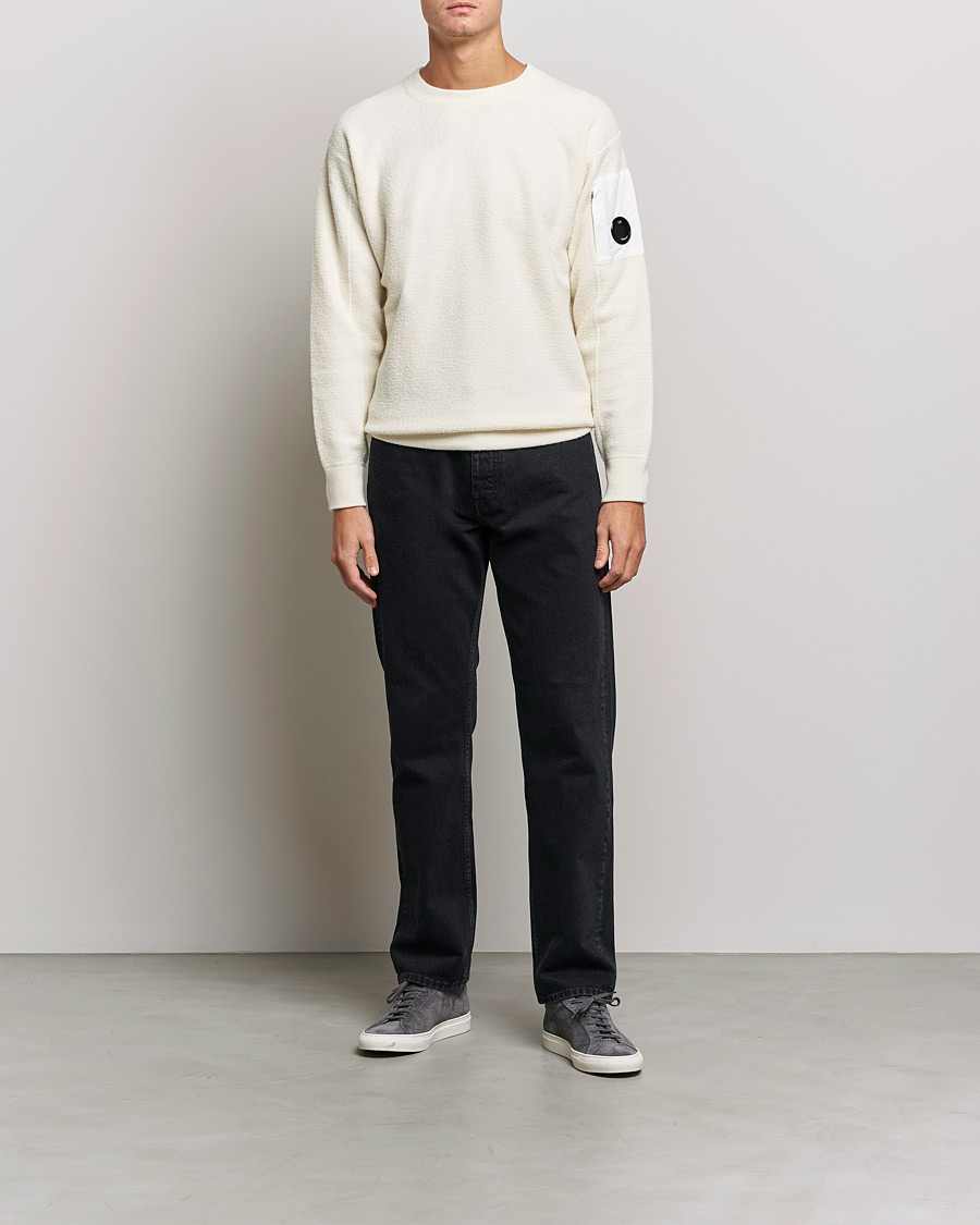 Homme | Pulls Et Tricots | C.P. Company | Structured Lambswool Lens Roundneck White