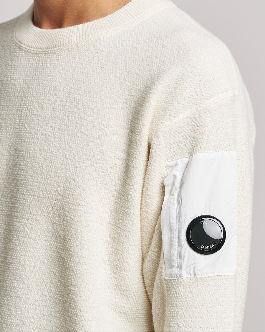 Homme | Pulls Et Tricots | C.P. Company | Structured Lambswool Lens Roundneck White