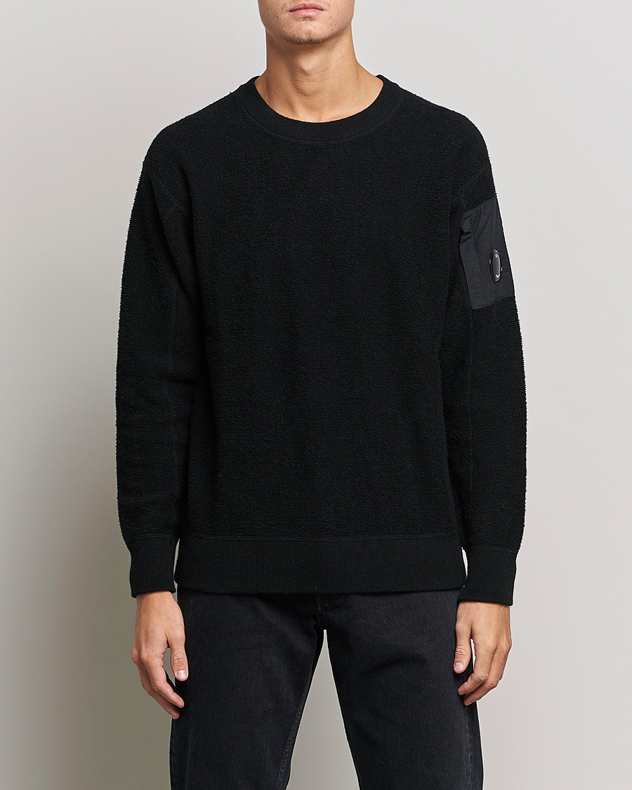 Homme | Pulls Et Tricots | C.P. Company | Structured Lambswool Lens Roundneck Black