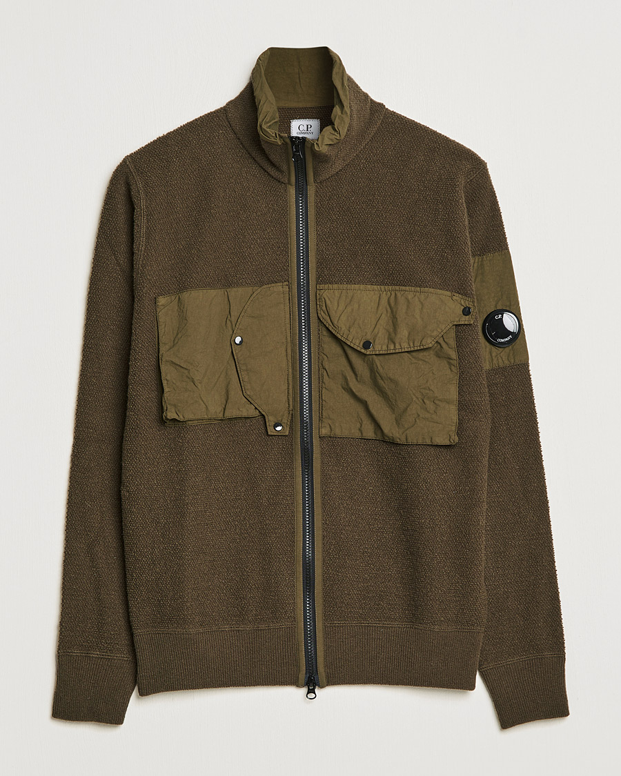 Homme | Pulls Et Tricots | C.P. Company | Lambswool Pocket Full Zip Sweat Green