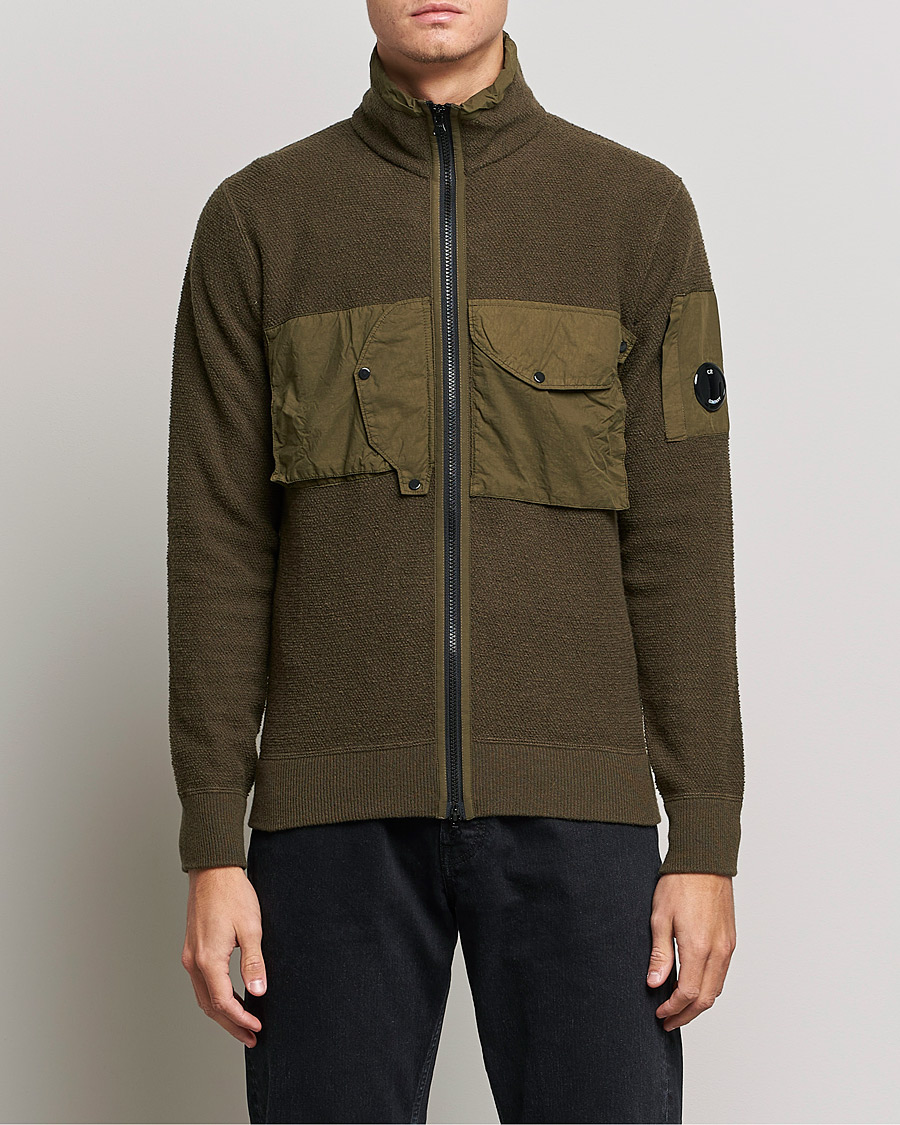 Homme | Pulls Et Tricots | C.P. Company | Lambswool Pocket Full Zip Sweat Green