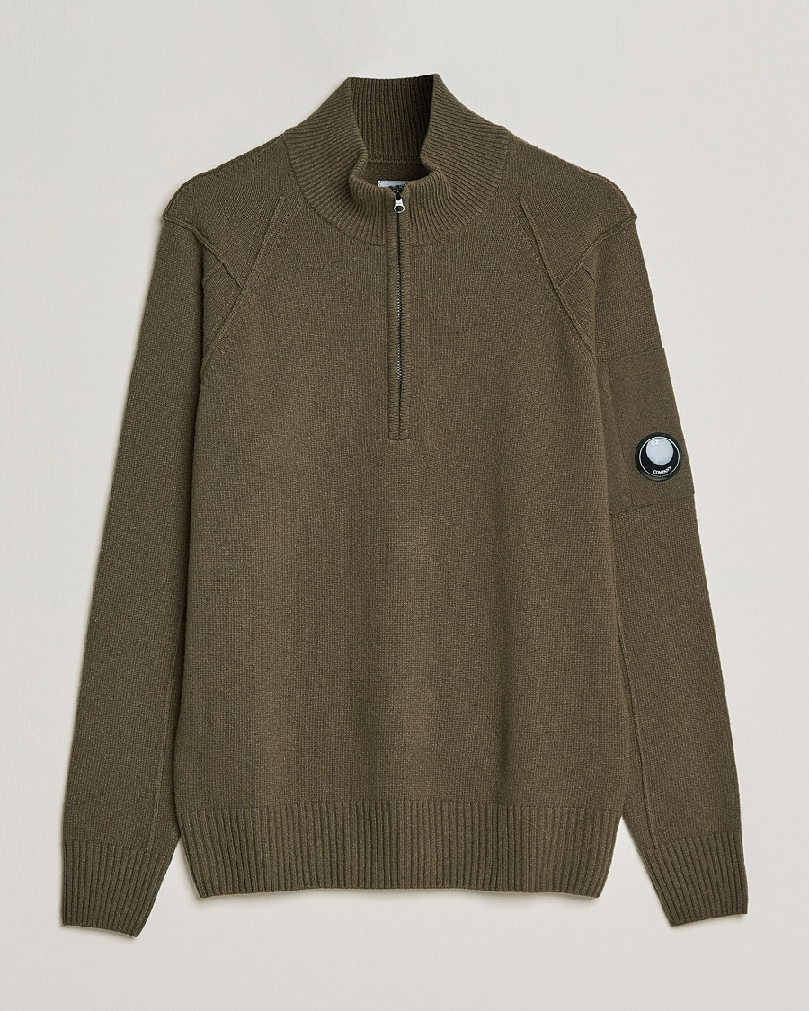 Homme | Pulls Et Tricots | C.P. Company | Lambswool Lens Half Zip Ivy Green