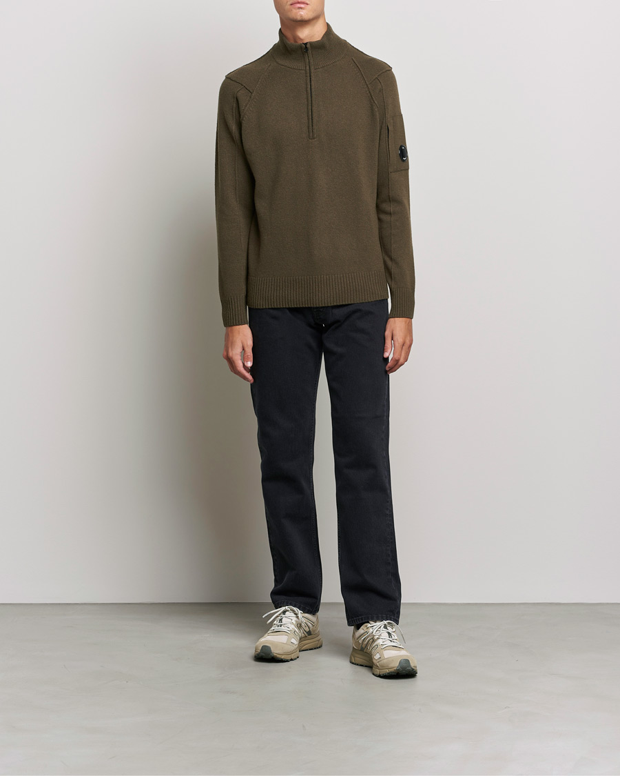 Homme | Pulls Et Tricots | C.P. Company | Lambswool Lens Half Zip Ivy Green