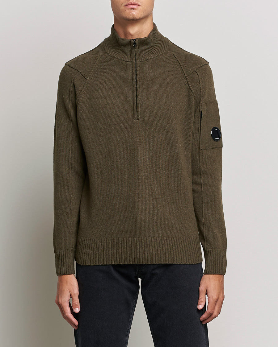 Homme | Pulls Et Tricots | C.P. Company | Lambswool Lens Half Zip Ivy Green