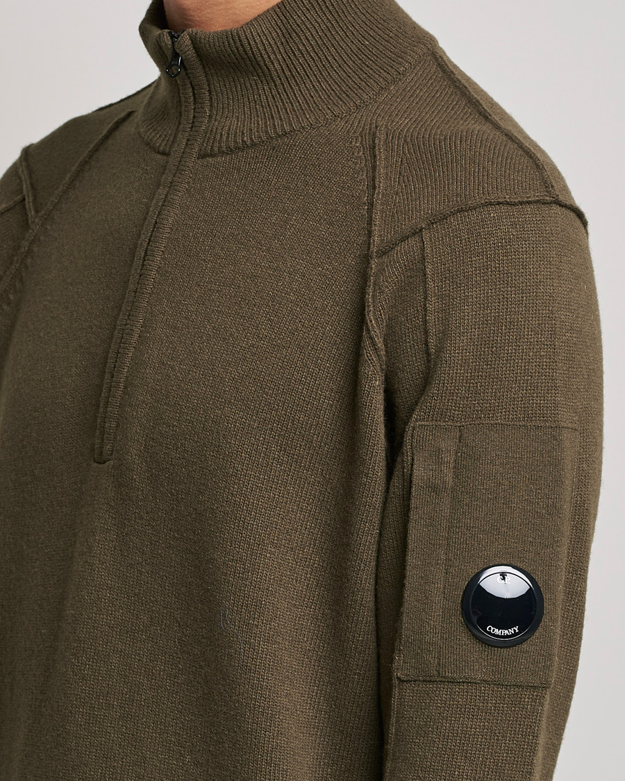 Homme | Pulls Et Tricots | C.P. Company | Lambswool Lens Half Zip Ivy Green