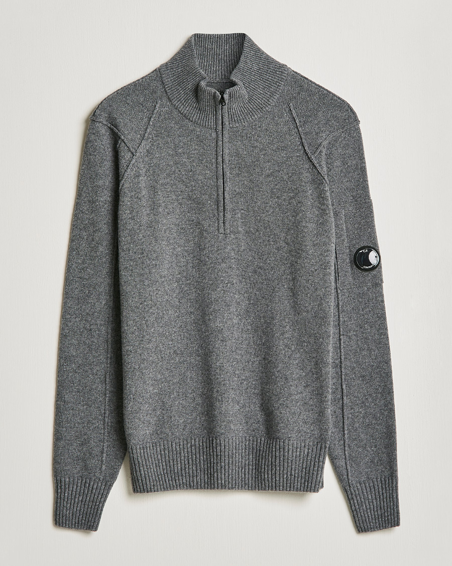 Homme | Pulls Et Tricots | C.P. Company | Lambswool Lens Half Zip Grey Marl