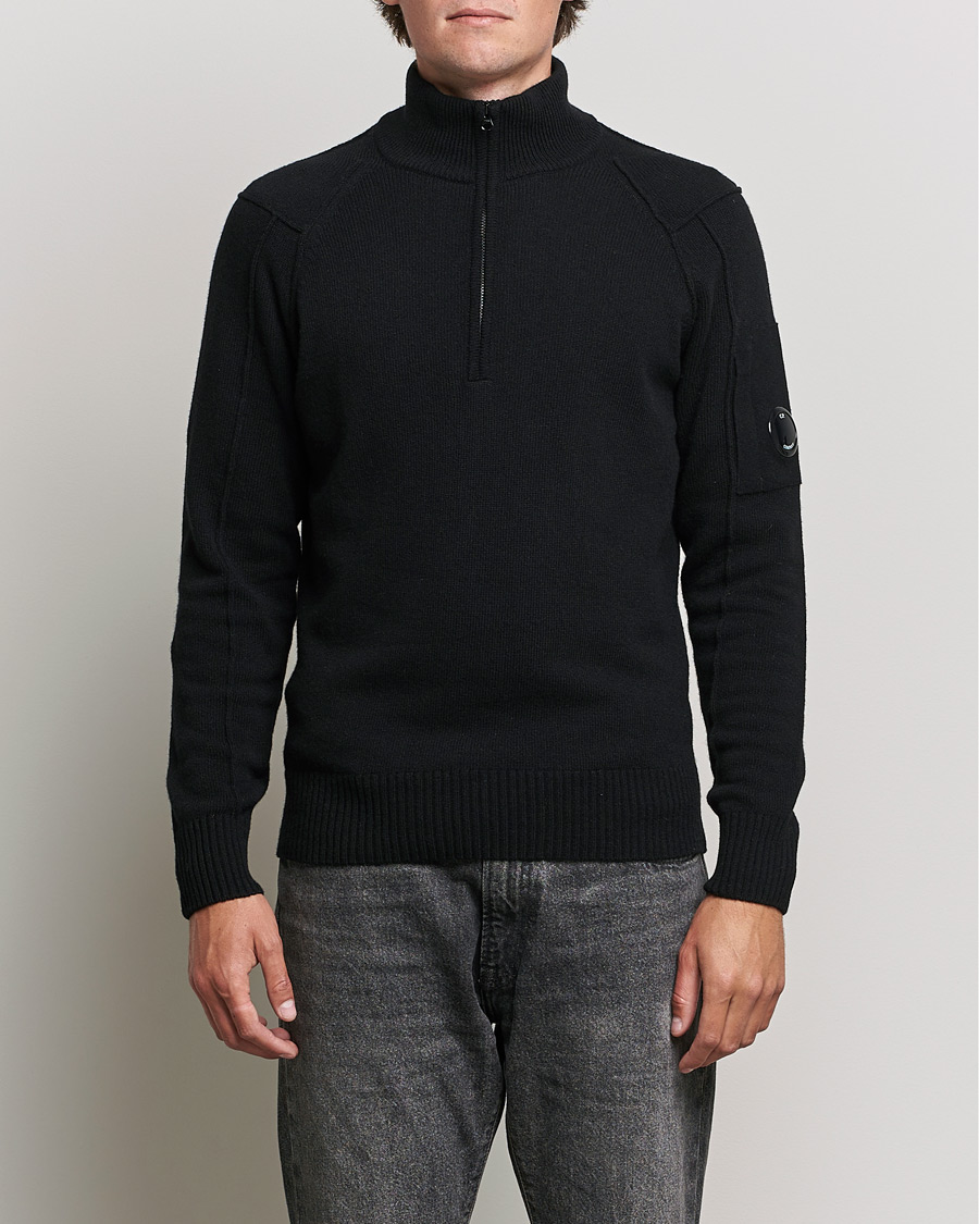 Homme | Pulls Et Tricots | C.P. Company | Lambswool Lens Half Zip Black