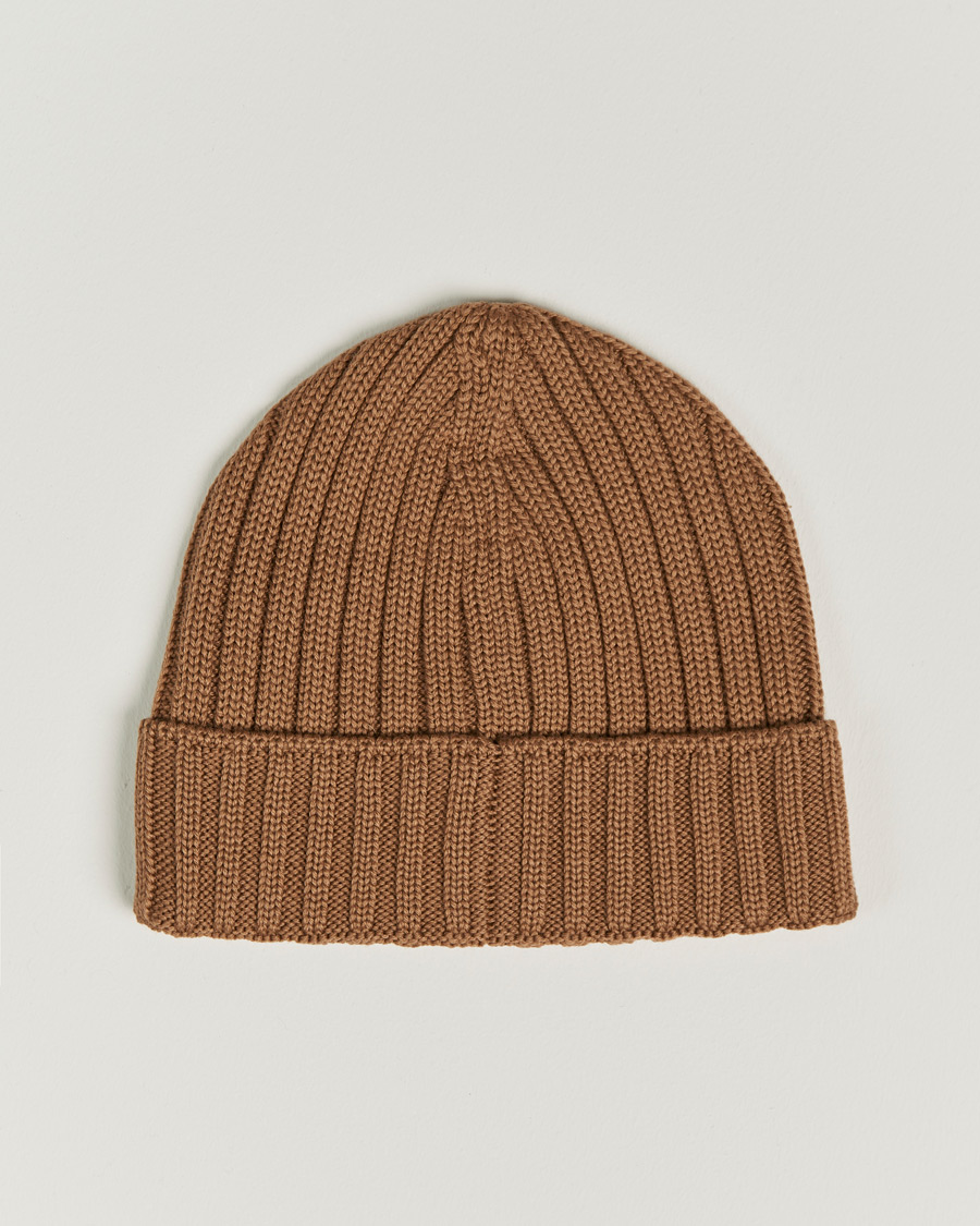 Homme | C.P. Company Knitted Merino Logo Beanie Brown | C.P. Company | Knitted Merino Logo Beanie Brown