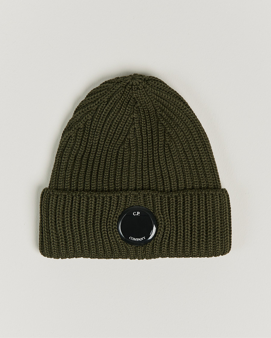 Homme | C.P. Company Knitted Merino Lens Beanie Dark Green | C.P. Company | Knitted Merino Lens Beanie Dark Green