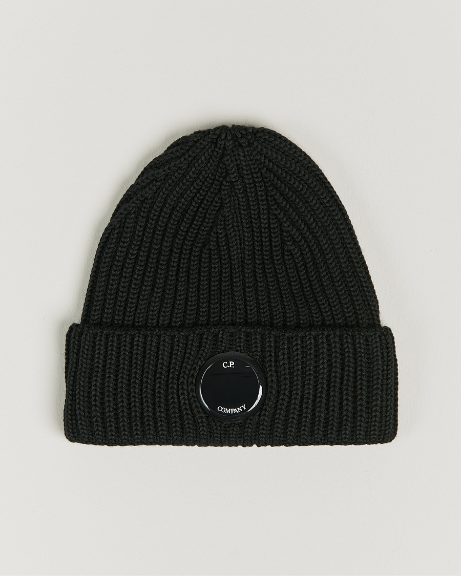 Homme | C.P. Company Knitted Merino Lens Beanie Black | C.P. Company | Knitted Merino Lens Beanie Black
