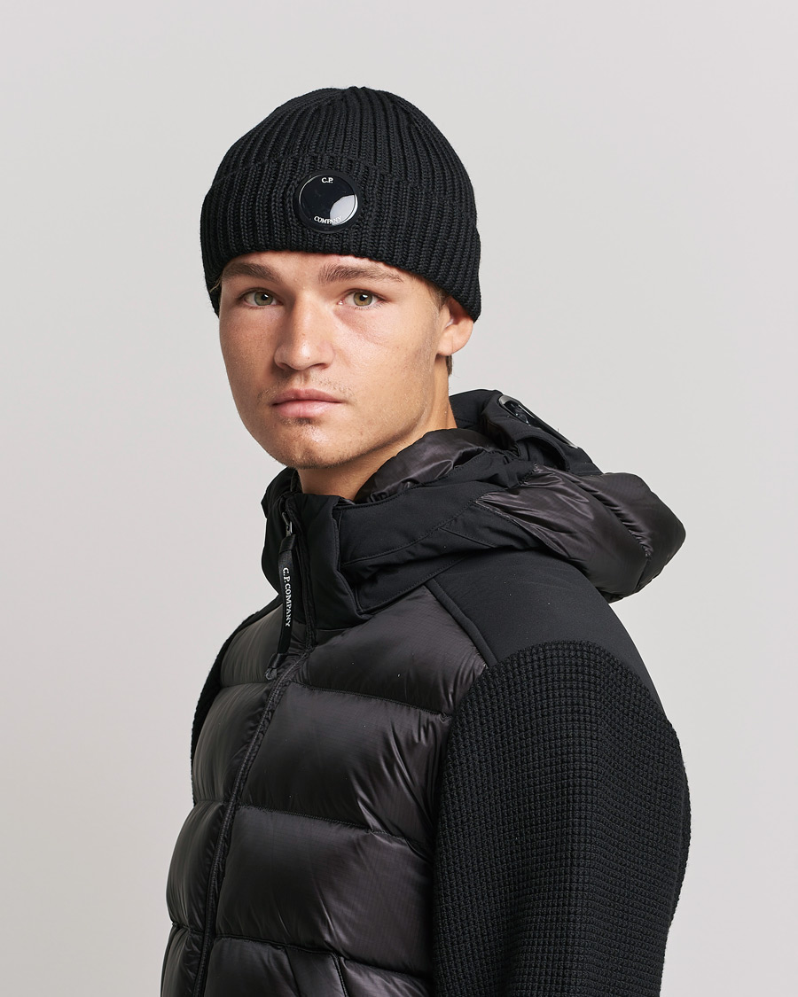 Homme | C.P. Company Knitted Merino Lens Beanie Black | C.P. Company | Knitted Merino Lens Beanie Black