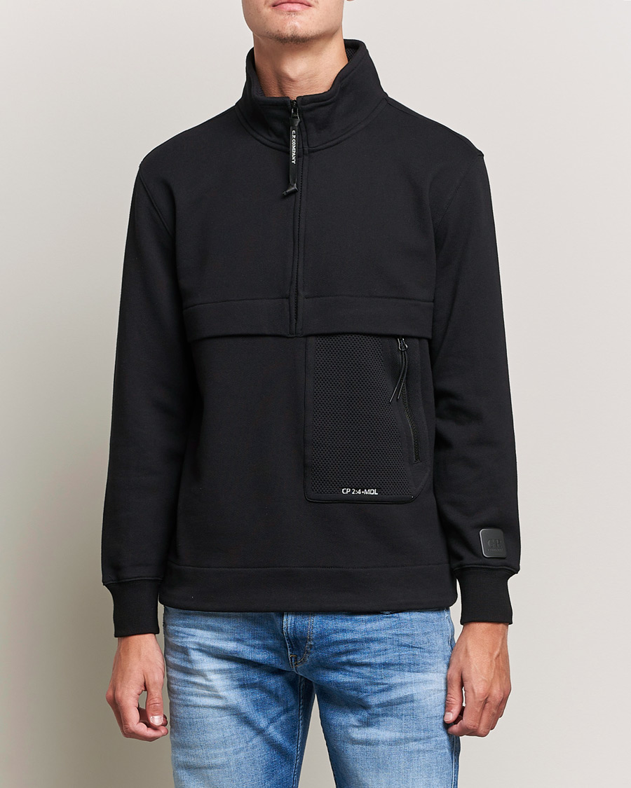 Homme | Pulls Et Tricots | C.P. Company | Metropolis Diagonal Raised Fleece Half Zip Black