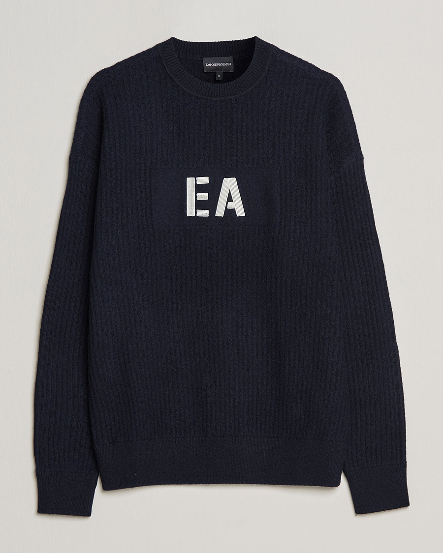 Homme | Pulls Et Tricots | Emporio Armani | Wool Logo Sweater Navy