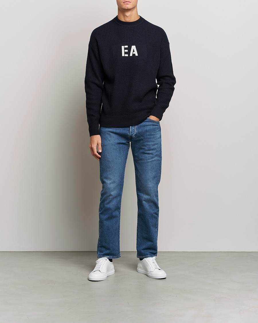 Homme | Pulls Et Tricots | Emporio Armani | Wool Logo Sweater Navy
