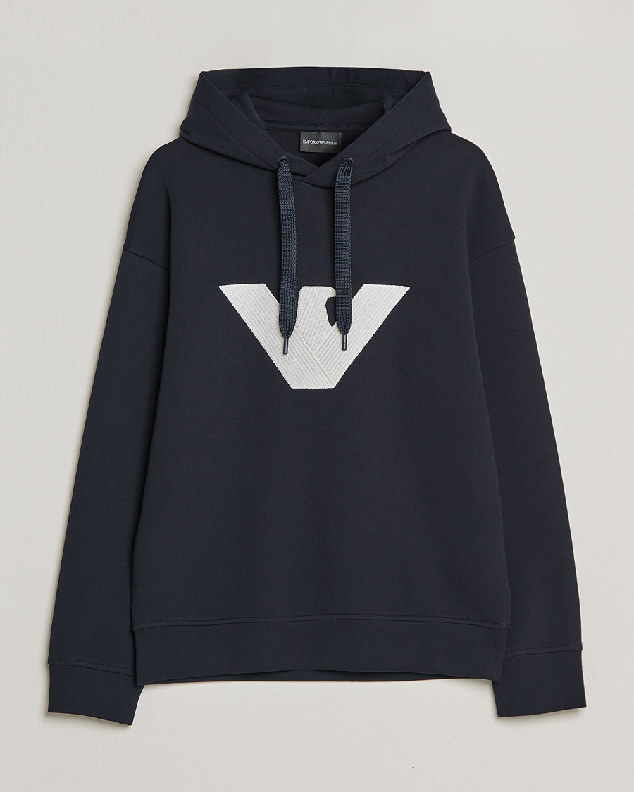 Homme | Pulls Et Tricots | Emporio Armani | Cotton Eagle Hoodie Navy
