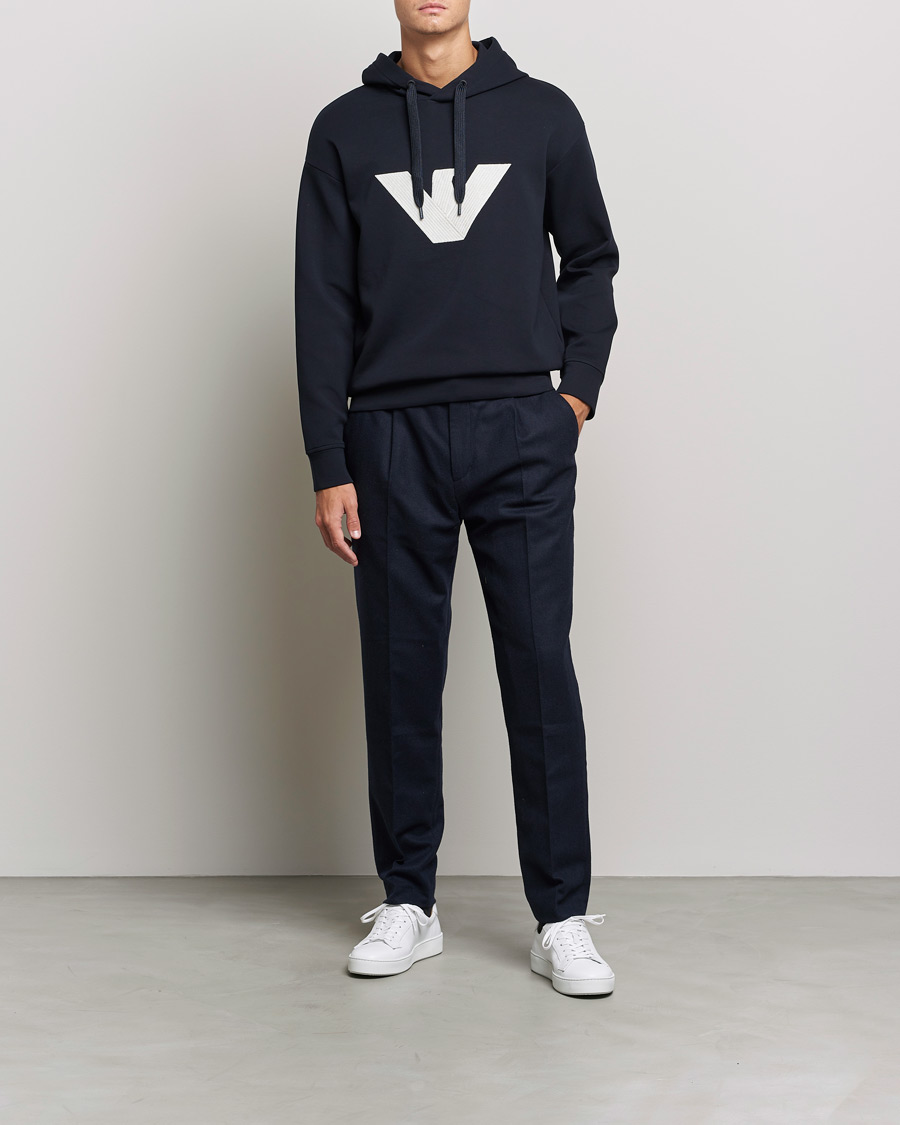 Homme | Pulls Et Tricots | Emporio Armani | Cotton Eagle Hoodie Navy
