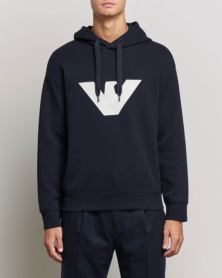 Homme | Pulls Et Tricots | Emporio Armani | Cotton Eagle Hoodie Navy