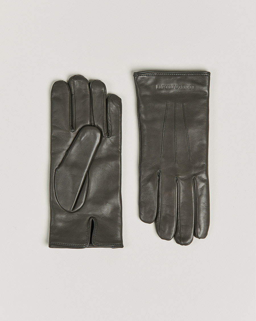 Homme | Emporio Armani Leather Gloves Grey | Emporio Armani | Leather Gloves Grey