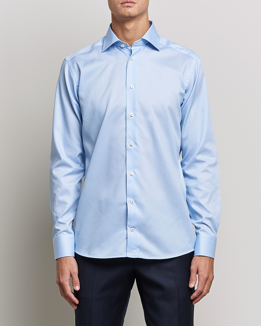 Homme | Chemises | Eton | Striped Fine Twill Slim Shirt Mid Blue