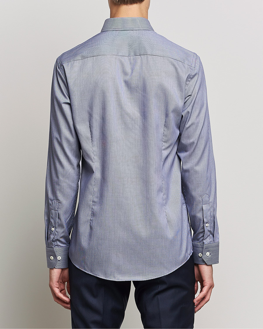 Homme | Chemises | Eton | Striped Fine Twill Slim Shirt Navy Blue