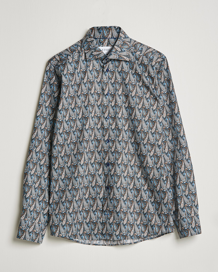 Homme | Chemises | Eton | Paisley Signature Twill Slim Shirt Navy Blue