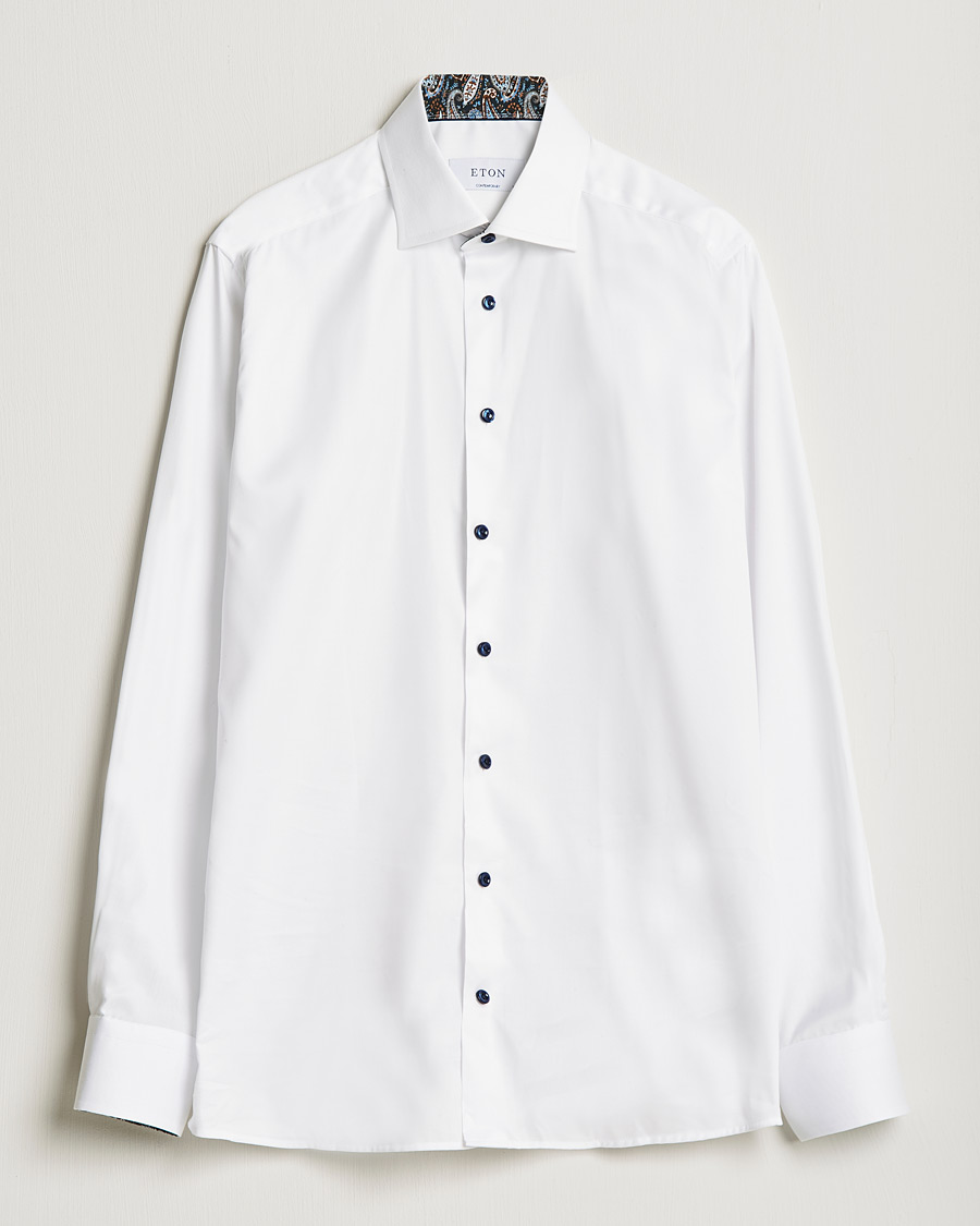 Homme | Chemises | Eton | Organic Cotton Signature Twill Contemporary Shirt White