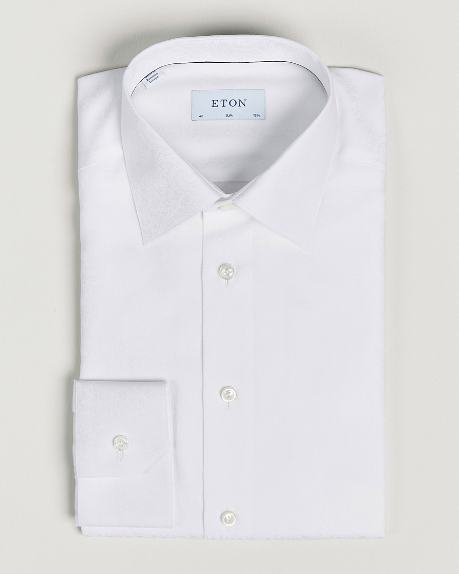 Homme | Chemises | Eton | Jaquard Paisley Shirt White