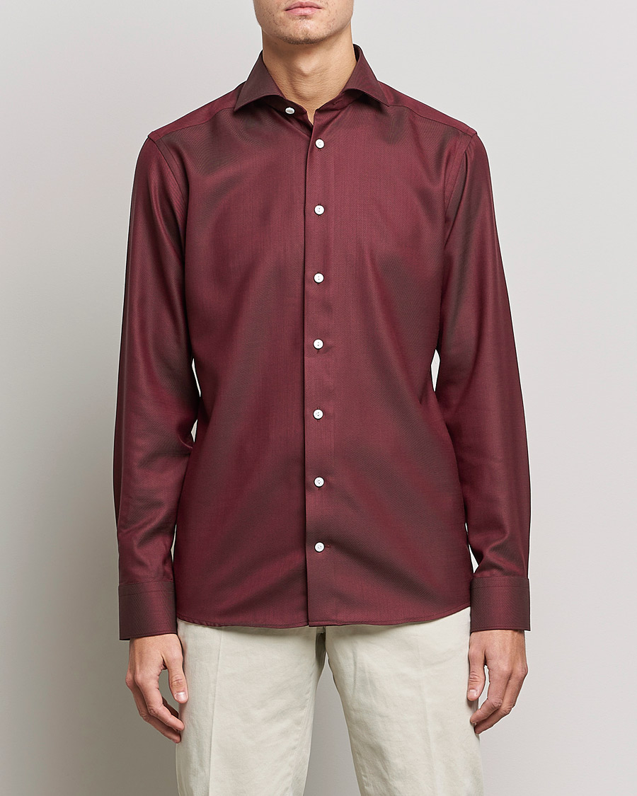 Homme | Chemises | Eton | Merino Wool Shirt Mid Red