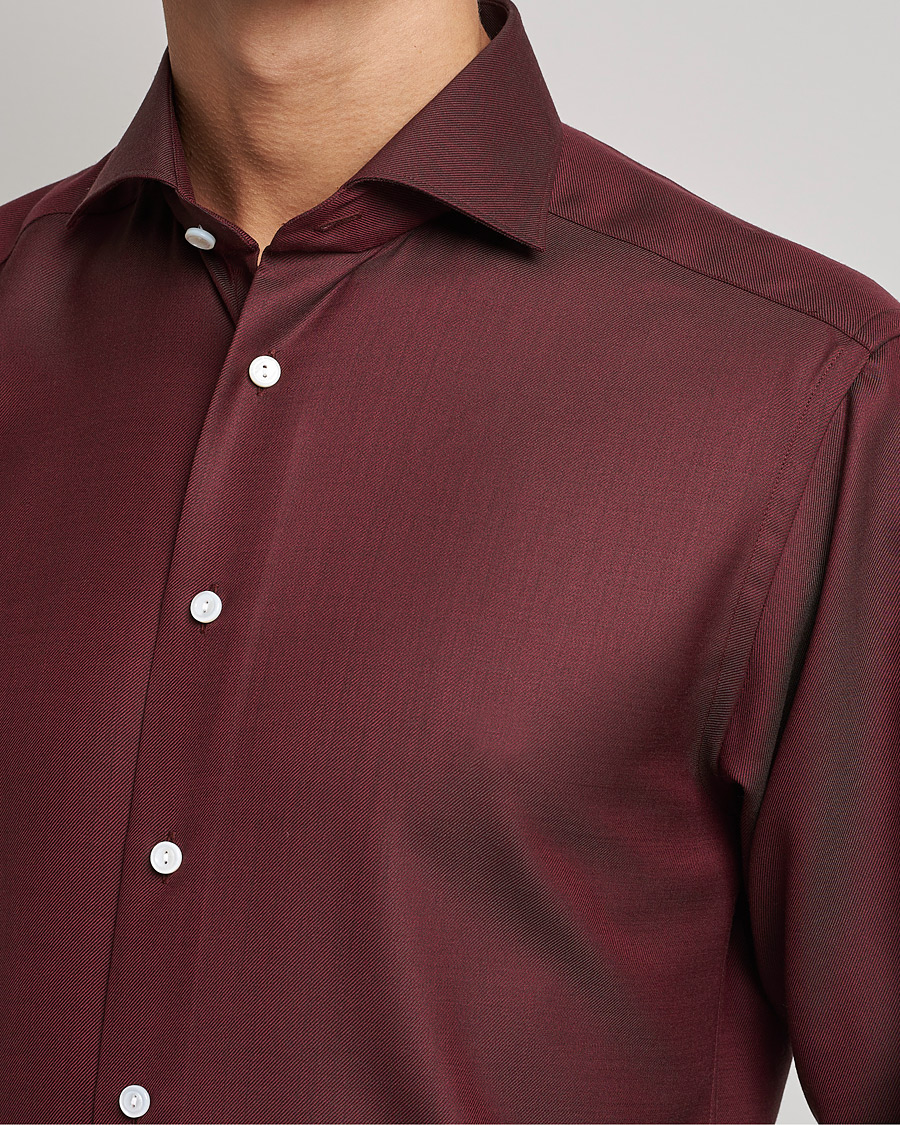 Homme | Chemises | Eton | Merino Wool Shirt Mid Red