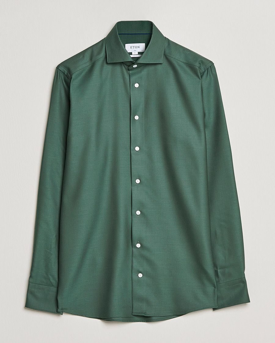 Homme | Chemises | Eton | Merino Wool Shirt Olive