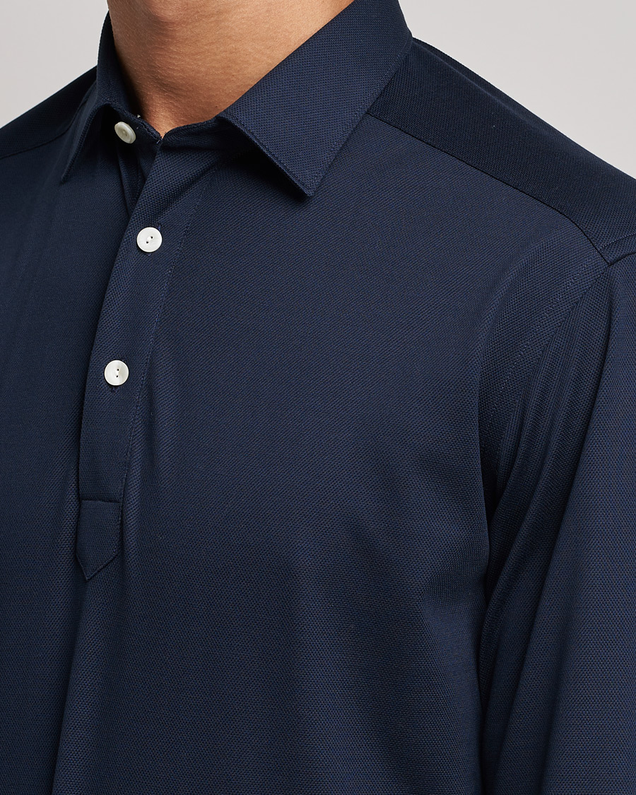 Homme | Pulls Et Tricots | Eton | Slim Fit Cotton Piqué Popover Shirt Navy
