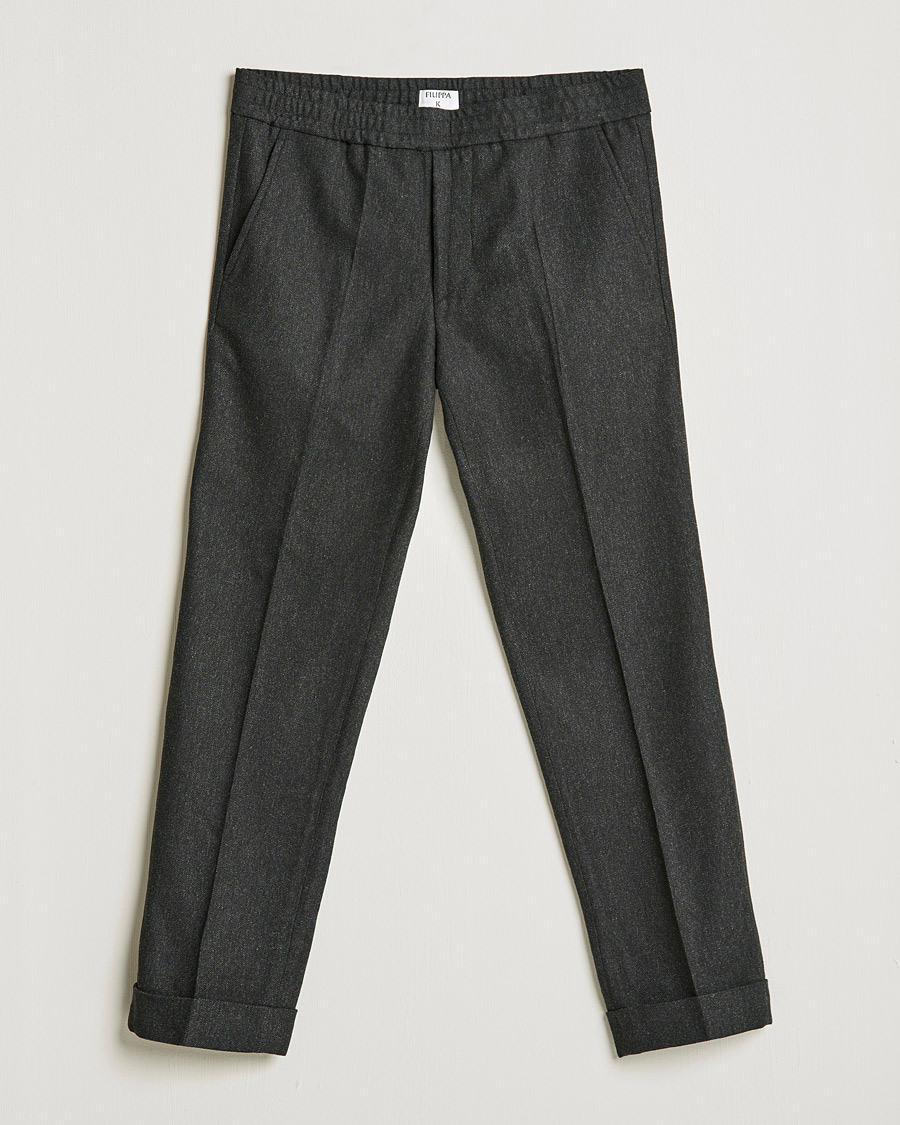 Homme | Pantalons | Filippa K | Terry Flannel Trousers Dark Grey Mel