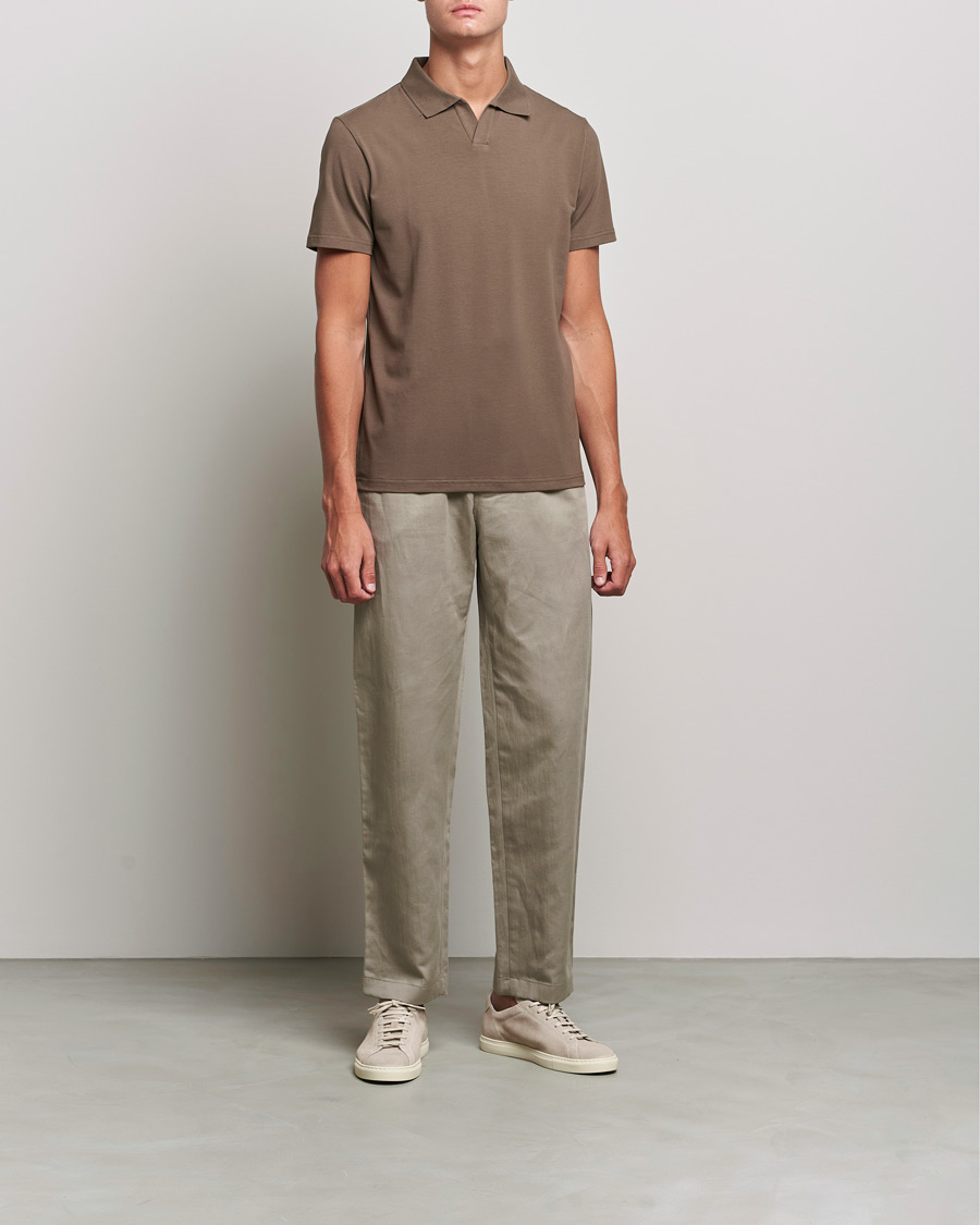 Homme | Polos | Filippa K | Lycra Polo T-shirt Mole Grey