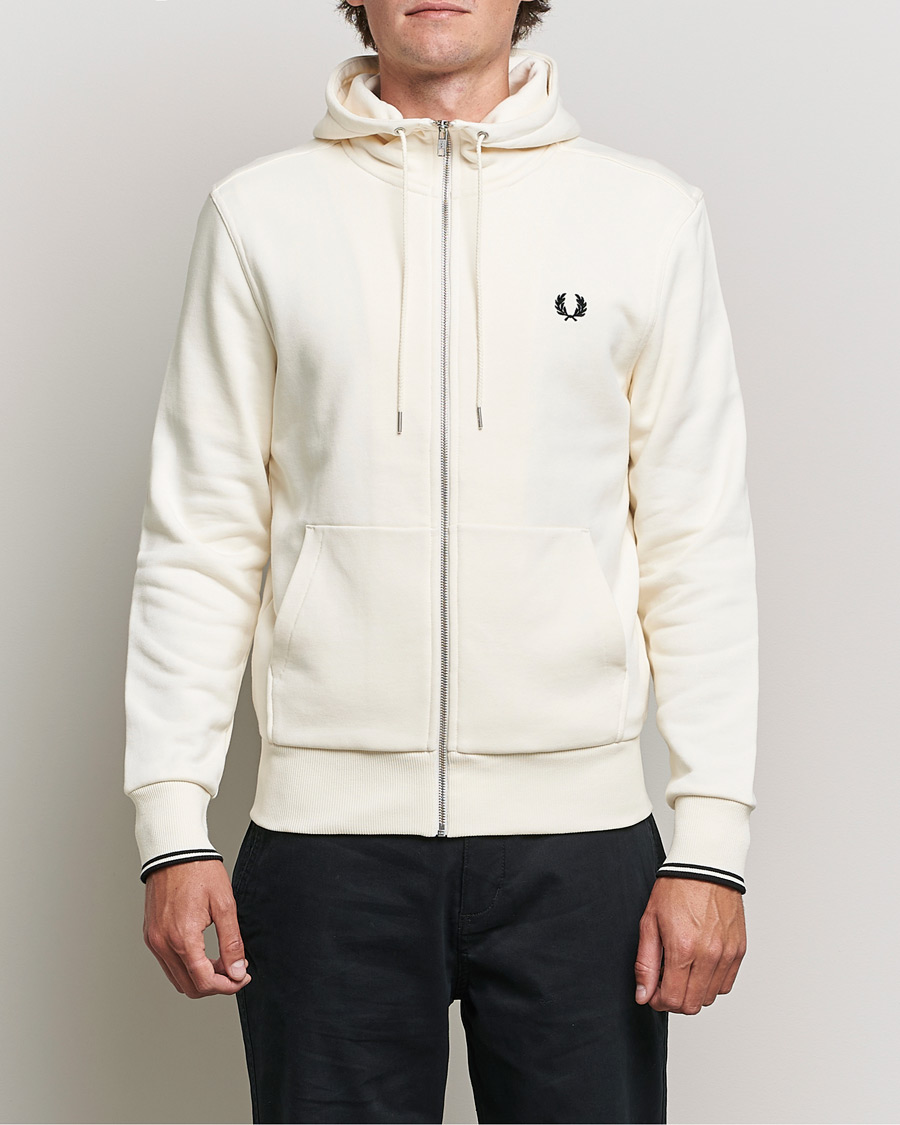 Homme | Pulls Et Tricots | Fred Perry | Hooded Zip Sweatshirt Ecru
