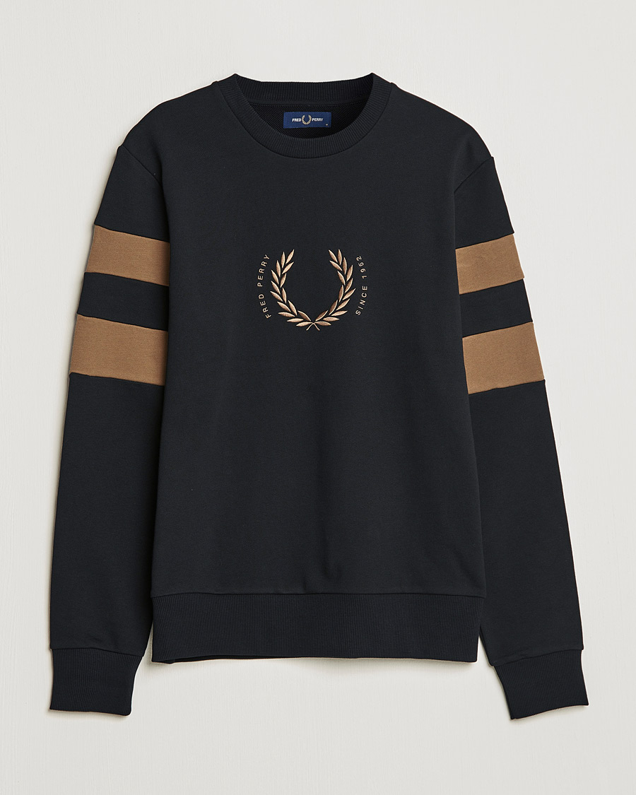 Homme | Pulls Et Tricots | Fred Perry | Branded Tipped Sleeve Sweatshirt Black