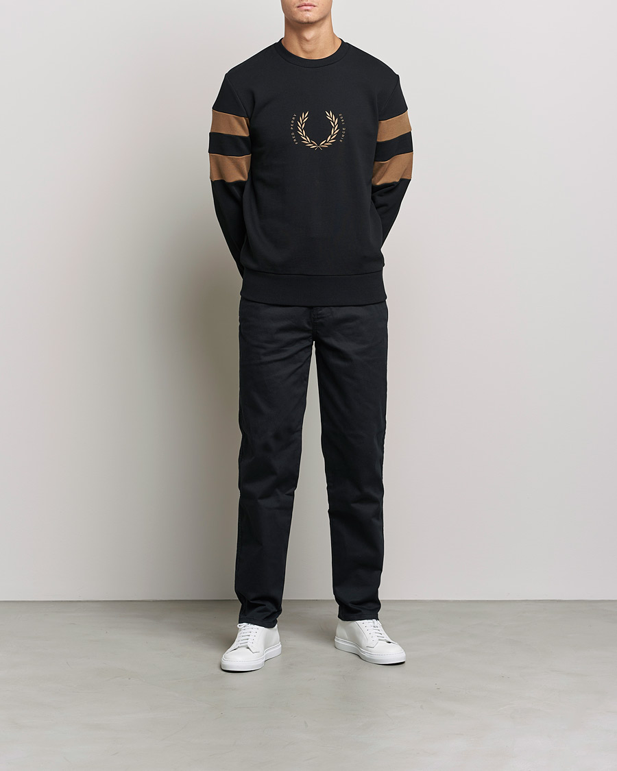 Homme | Pulls Et Tricots | Fred Perry | Branded Tipped Sleeve Sweatshirt Black