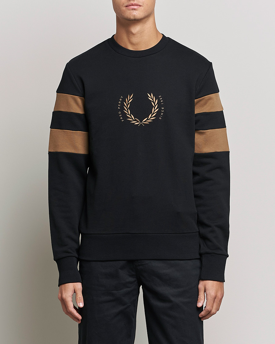 Homme | Pulls Et Tricots | Fred Perry | Branded Tipped Sleeve Sweatshirt Black