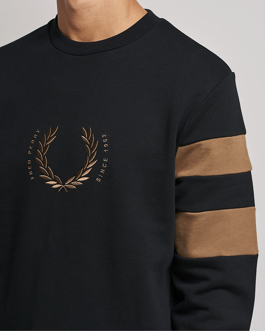Homme | Pulls Et Tricots | Fred Perry | Branded Tipped Sleeve Sweatshirt Black