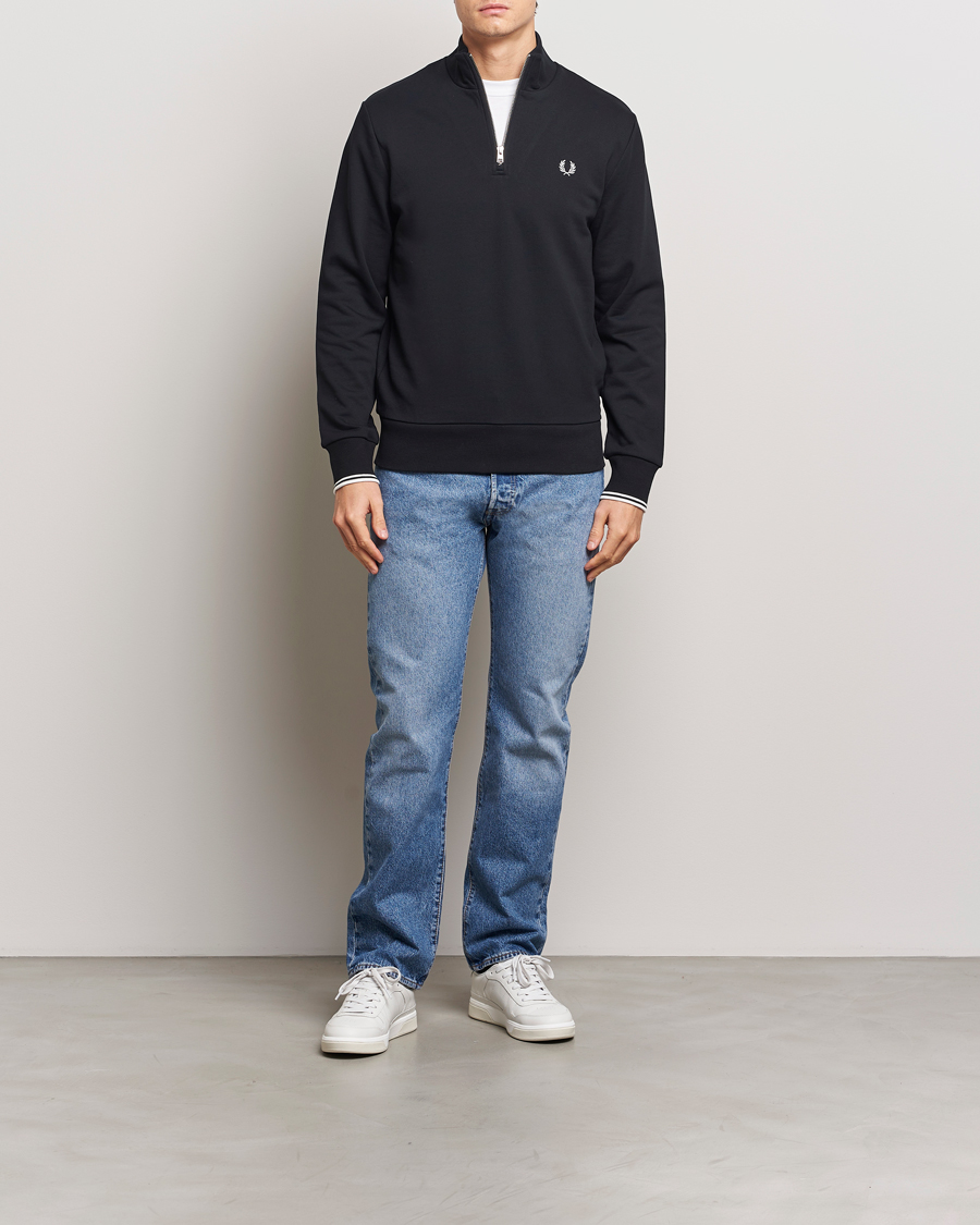 Homme | Pulls Et Tricots | Fred Perry | Half Zip Sweatshirt Black