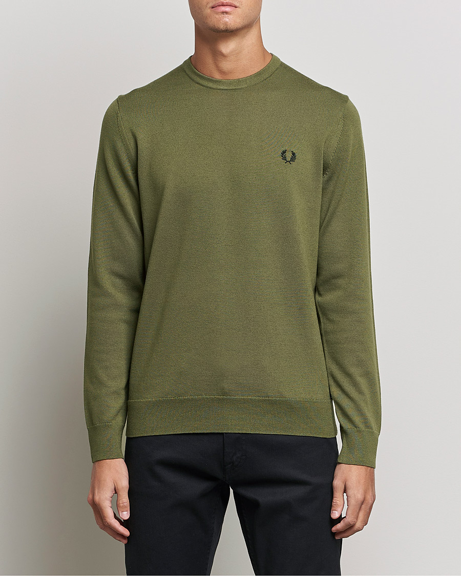 Homme | Pulls Et Tricots | Fred Perry | Classic Crew Neck Jumper Uniform Green