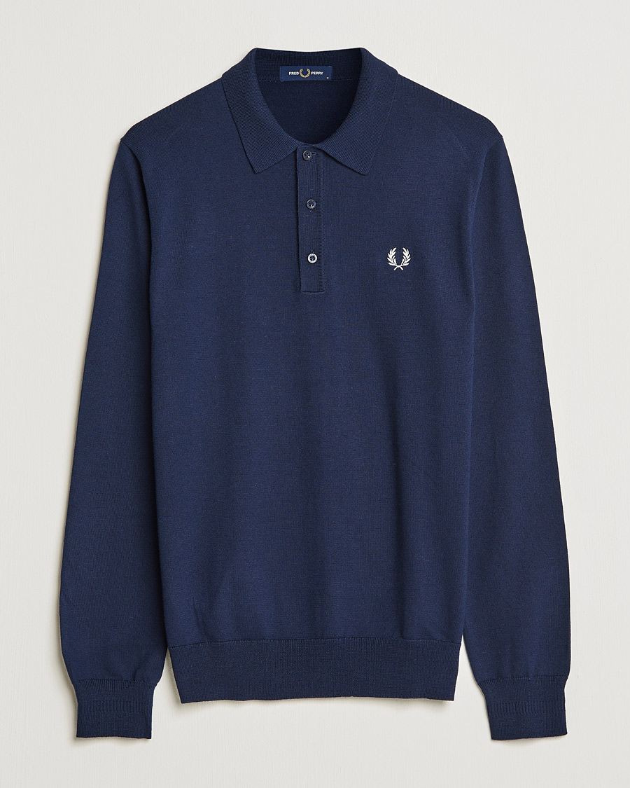 Homme | Pulls Et Tricots | Fred Perry | Long Sleeve Knitted Shirt Navy