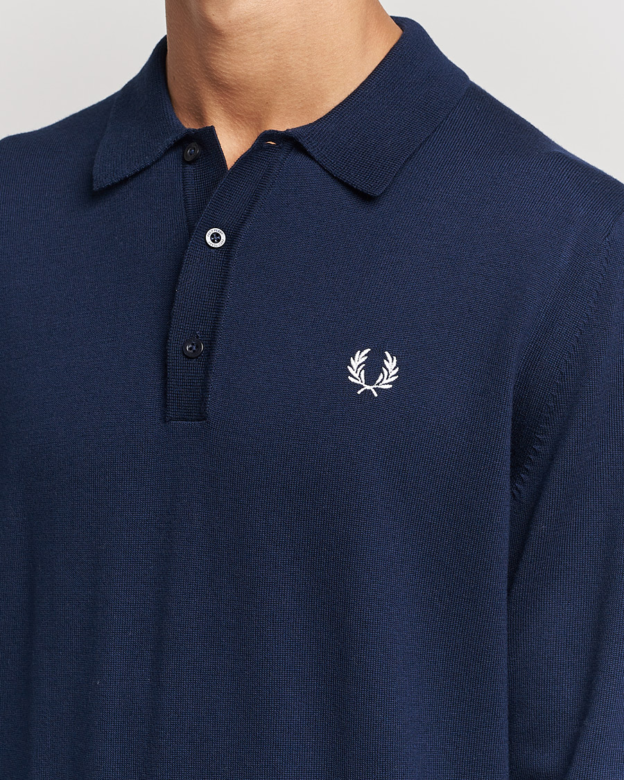 Homme | Pulls Et Tricots | Fred Perry | Long Sleeve Knitted Shirt Navy