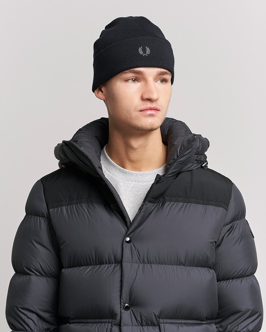 Homme | Fred Perry Merino Wool Beanie Black | Fred Perry | Merino Wool Beanie Black