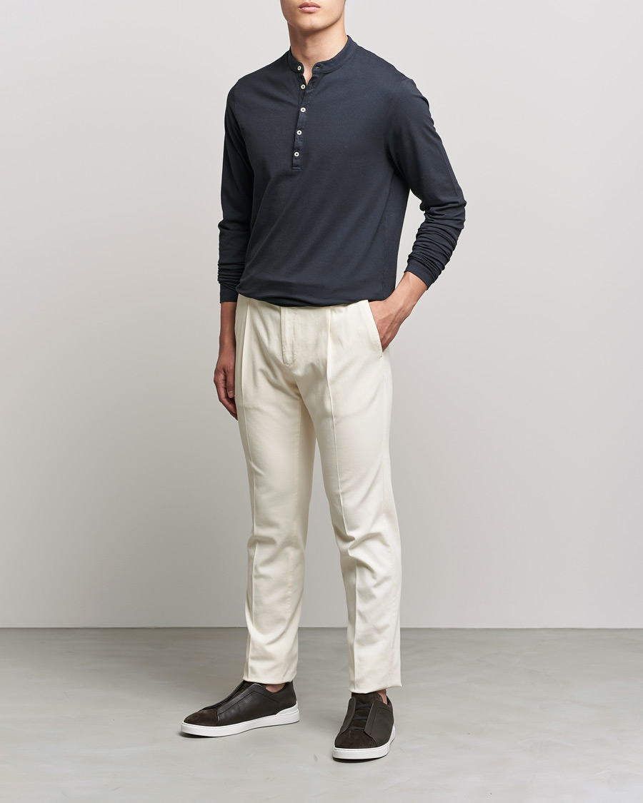 Homme | Pulls Et Tricots | Massimo Alba | Hawai Cotton/Cashmere Henley Washed Black